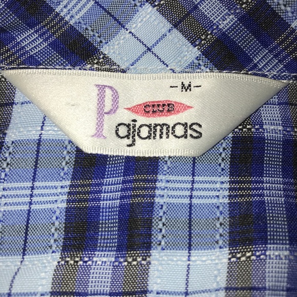 Club Pajamas | Blue Plaid Pajamas w Chunky Buttons - Picture 3 of 8